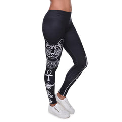 Printed Cat Symbols Tattoo Leggings