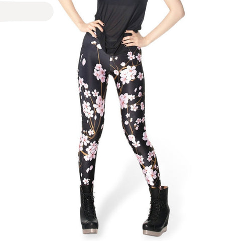 Printed Plum 3D Tattoo Leggings