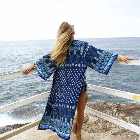 Chiffon Boho Blouse Kimono Cardigan