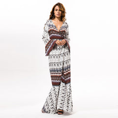 V-neck Lacerated Maxi Dress