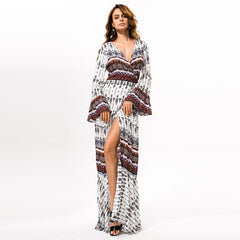 V-neck Lacerated Maxi Dress