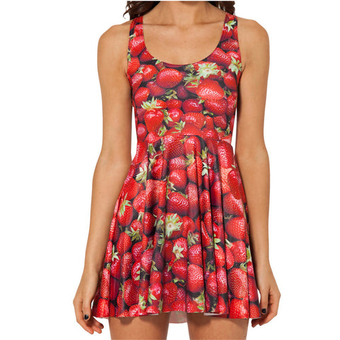 Tattoo 3D Strawberry Fruit Printed Dress