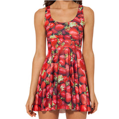 Tattoo 3D Strawberry Fruit Printed Dress