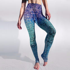 Blue Printed Leggings Mermaid Pants