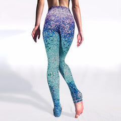 Blue Printed Leggings Mermaid Pants