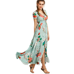 V-neck Boho Maxi Dress