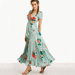 V-neck Boho Maxi Dress