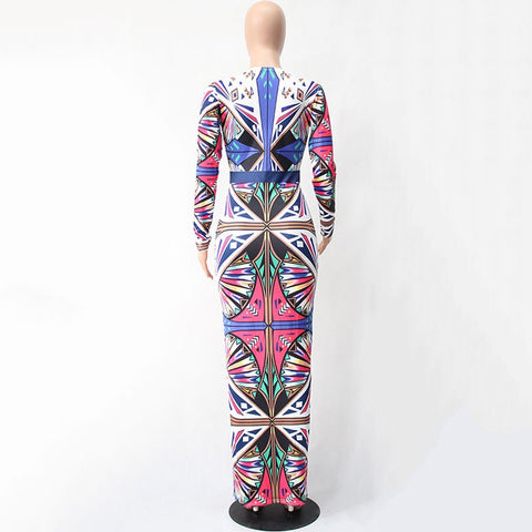 Bodycon Printed Tribal Tattoo Dress