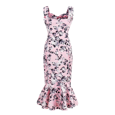 Mermaid Floral Print Sleeveless Body Dress