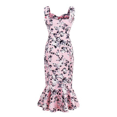 Mermaid Floral Print Sleeveless Body Dress