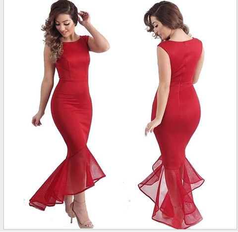 Tulle Sleeveless Fishtail Dress