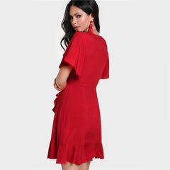 Red Frill Trim Mermaid Dress