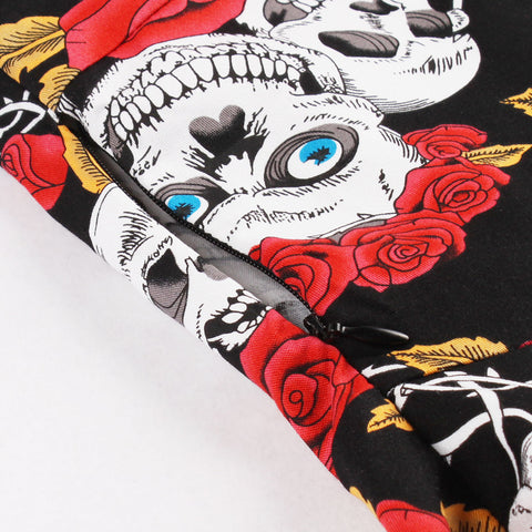 3D Skull Floral Tattoo Dress