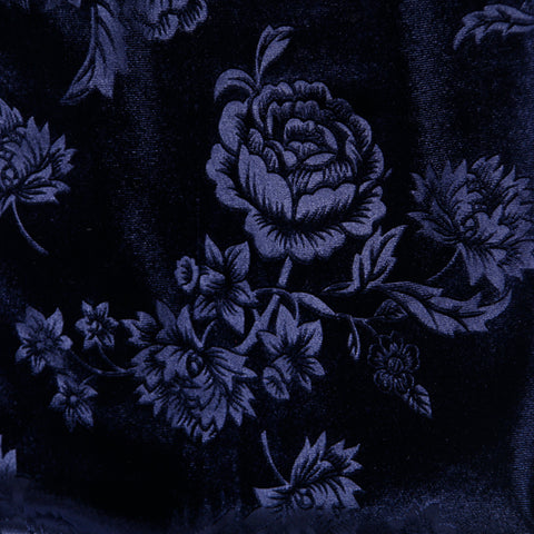 Velvet Blue Floral Velvet Mermaid Dress