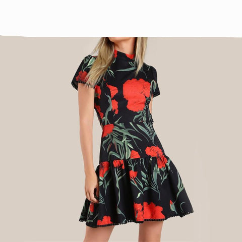 Fit & Flare Floral Mermaid Dress