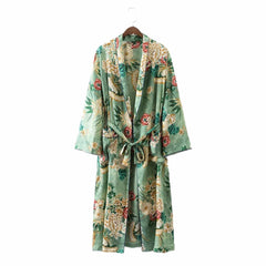 Long Boho Style Blouse Cardigan