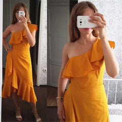 One Shoulder Fishtail Dress