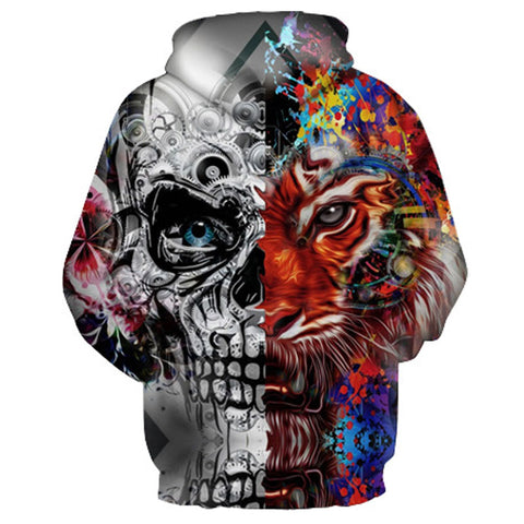 Tattoo Skulls Tiger  Hooded Hoodies