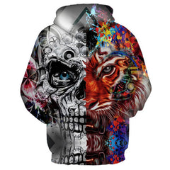 Tattoo Skulls Tiger  Hooded Hoodies