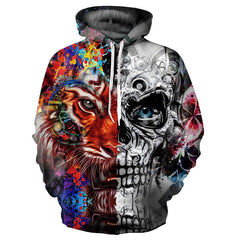 Tattoo Skulls Tiger  Hooded Hoodies