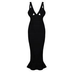 Red Sexy v-neck Fishtail Dress