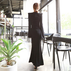 High Waist Black Fishtail Dress