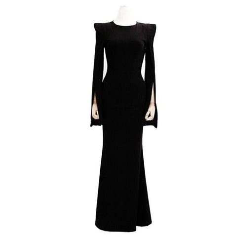 High Waist Black Fishtail Dress