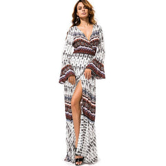 V-neck Lacerated Maxi Dress