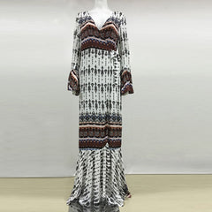 V-neck Lacerated Maxi Dress