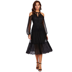 Shoulder Open Mesh Mermaid Dress