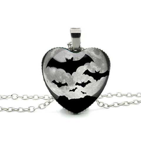 Halloween Bat Heart Necklace