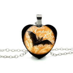 Halloween Bat Heart Necklace