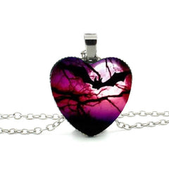 Halloween Bat Heart Necklace