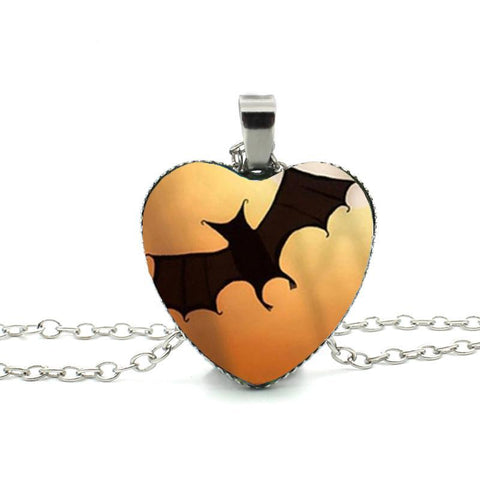 Halloween Bat Heart Necklace