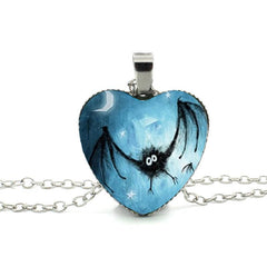 Halloween Bat Heart Necklace