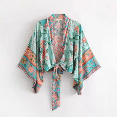 2018 Floral Printed Boho Kimono Blouse
