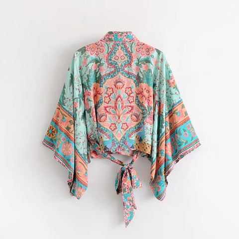 2018 Floral Printed Boho Kimono Blouse