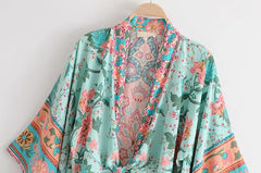 2018 Floral Printed Boho Kimono Blouse