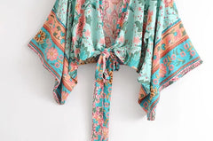 2018 Floral Printed Boho Kimono Blouse