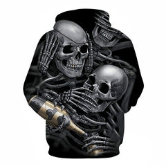3D Skulls Tattoo Hooded Hoodies