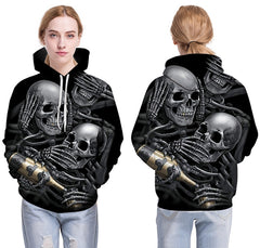 3D Skulls Tattoo Hooded Hoodies