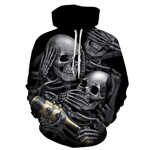 3D Skulls Tattoo Hooded Hoodies