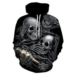 3D Skulls Tattoo Hooded Hoodies