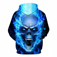 Blue  3D Skull Tattoo Hoodies