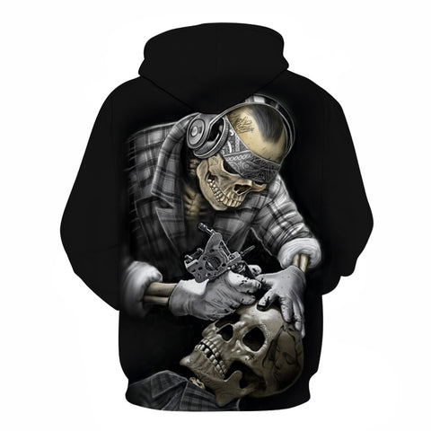 Funny Skull Tattoo 3D Hoodies