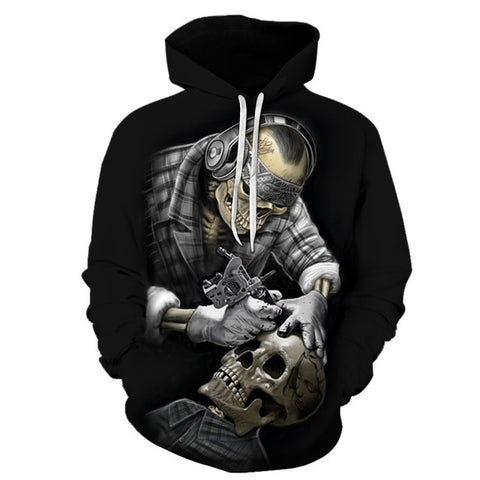 Funny Skull Tattoo 3D Hoodies
