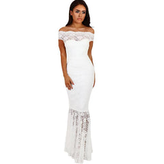 White Full Lace Fishtail Dress