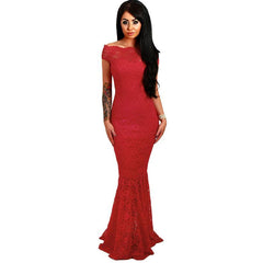 White Full Lace Fishtail Dress