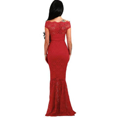 White Full Lace Fishtail Dress