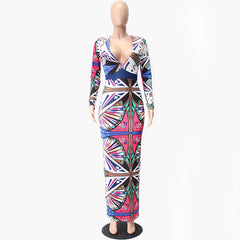 Bodycon Printed Tribal Tattoo Dress